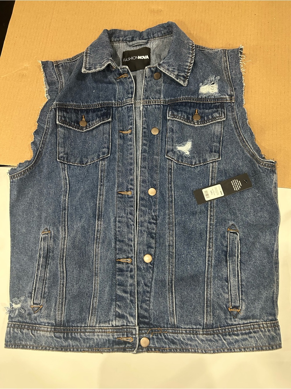 Fashion Nova Blue Distressed Denim Vest - Sleeveless Jean Jacket
